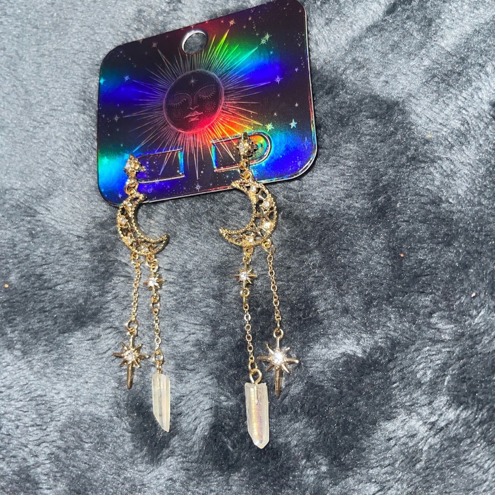 Clear quarts earrings